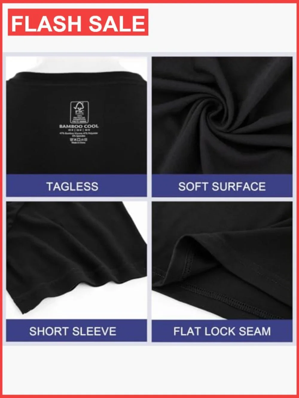 3-Pack Men's Crew Neck Undershirts Moisture Wicking Stretch Tees